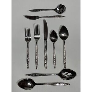 Ekco Eterna Santiago Pattern Stainless Silverware Flatware Set 61 Pieces Vintage